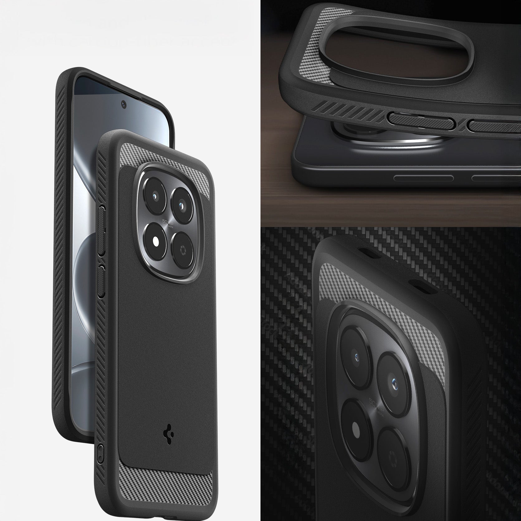 Handyhülle für Xiaomi Redmi Note 15 Pro 5G, Spigen Rugged Armor, Schwarz