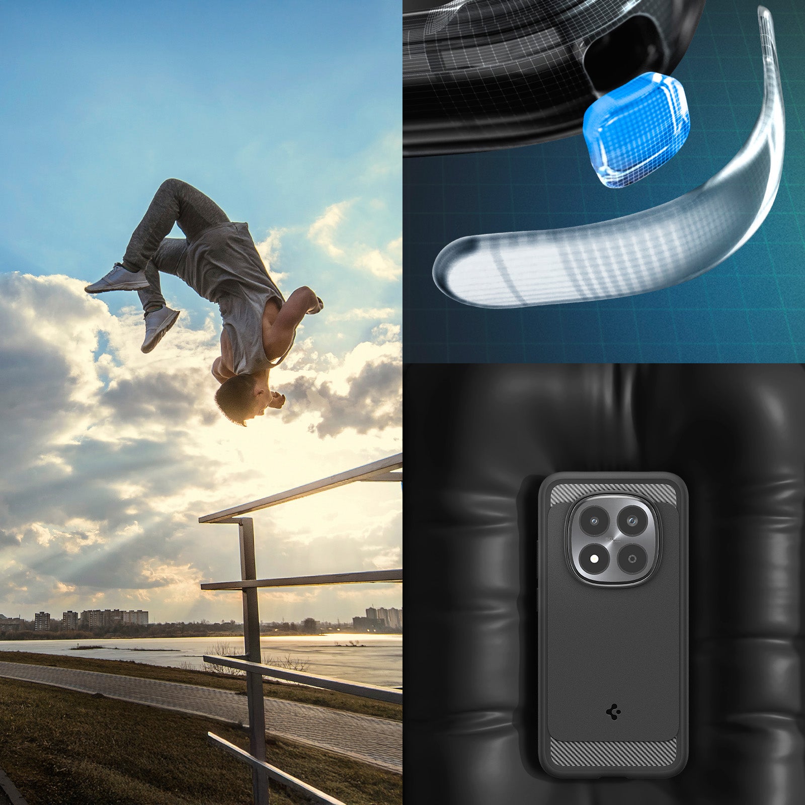 Handyhülle für Xiaomi Redmi Note 15 Pro 5G, Spigen Rugged Armor, Schwarz