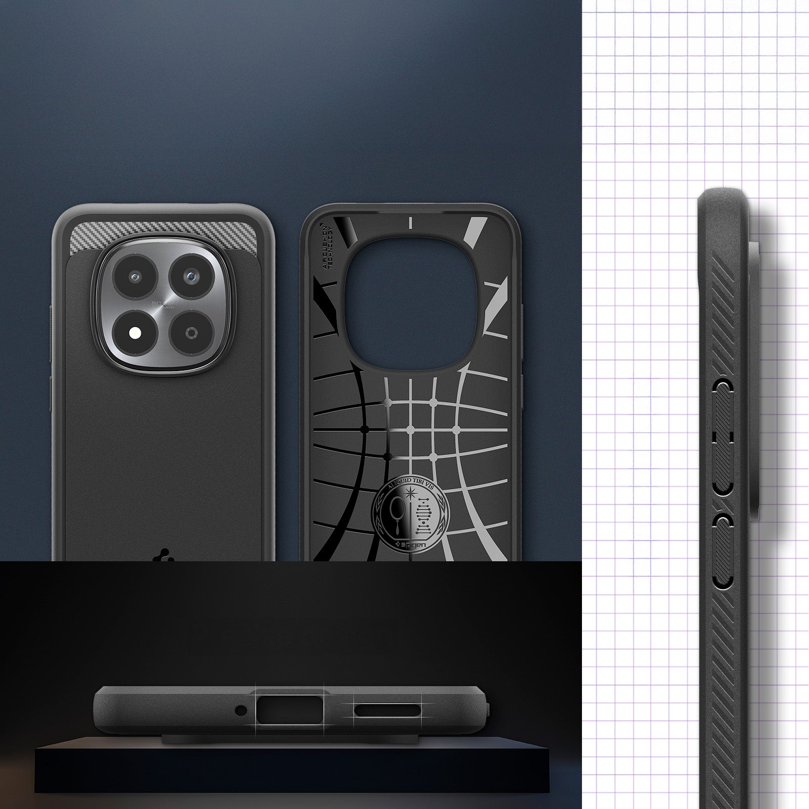 Handyhülle für Xiaomi Redmi Note 15 Pro 5G, Spigen Rugged Armor, Schwarz