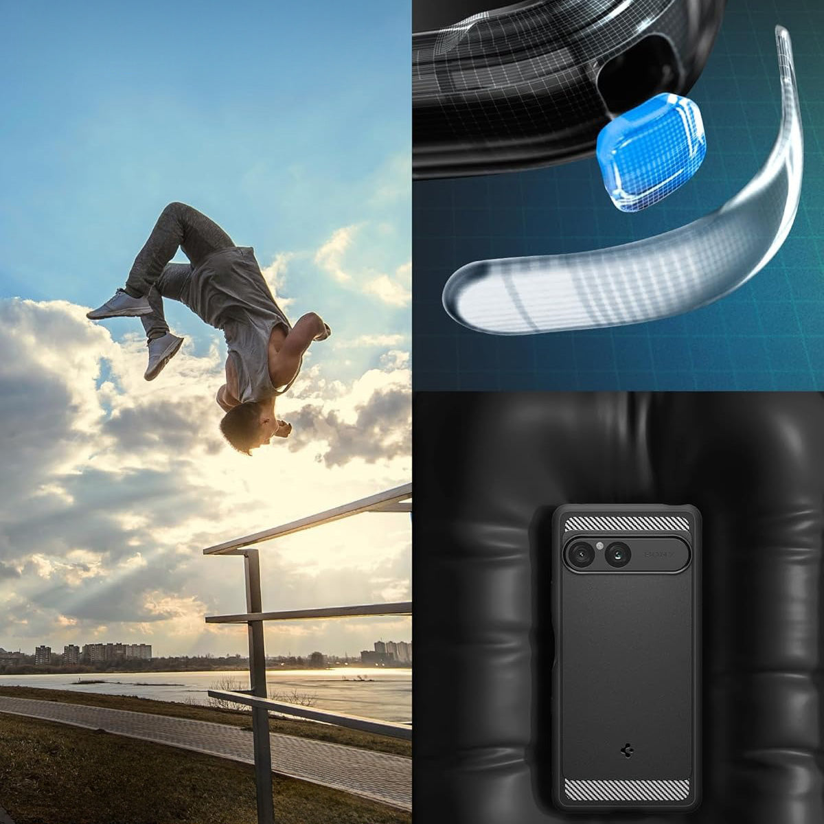 Handyhülle für Xperia 10 VII, Spigen Rugged Armor, Schwarz