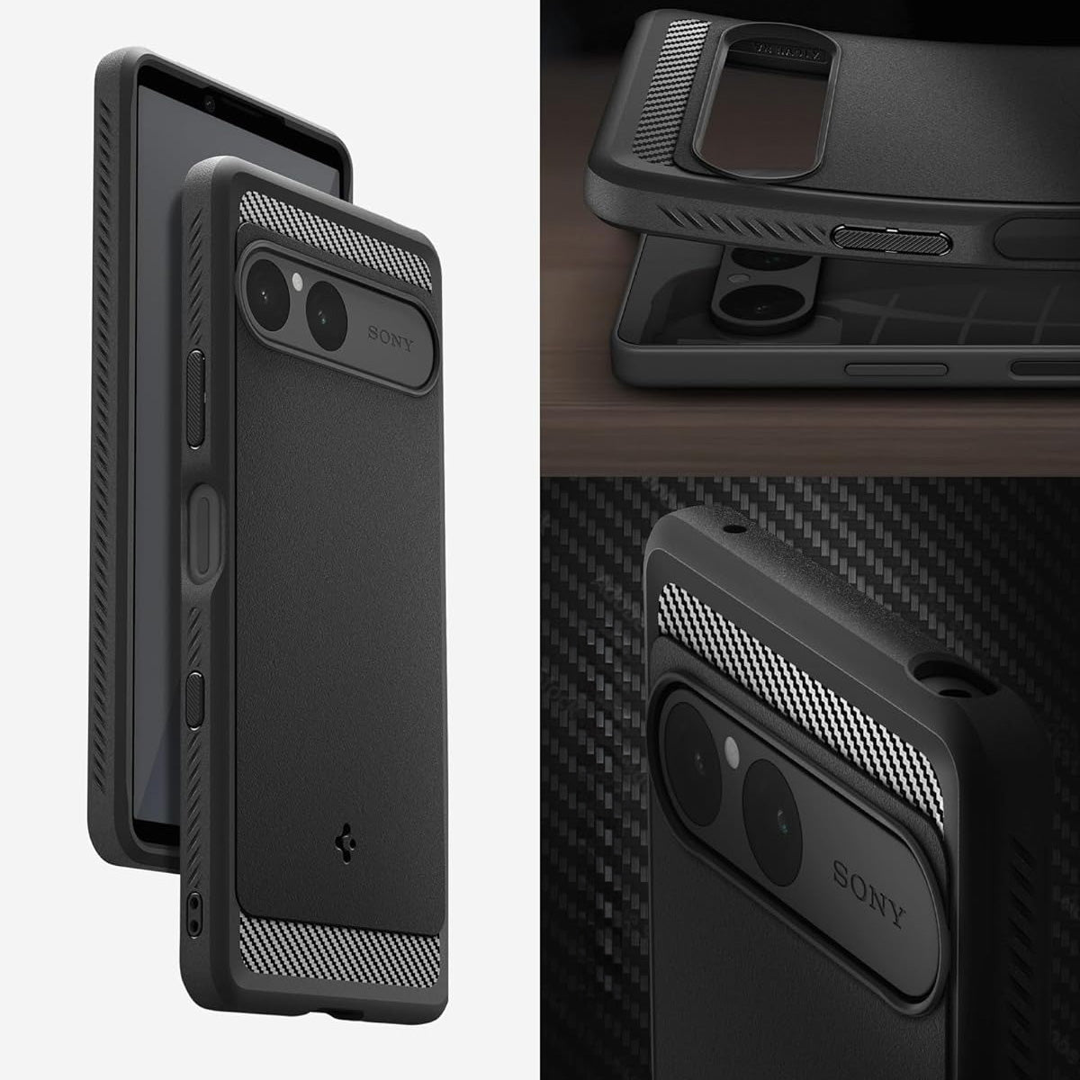 Handyhülle für Xperia 10 VII, Spigen Rugged Armor, Schwarz
