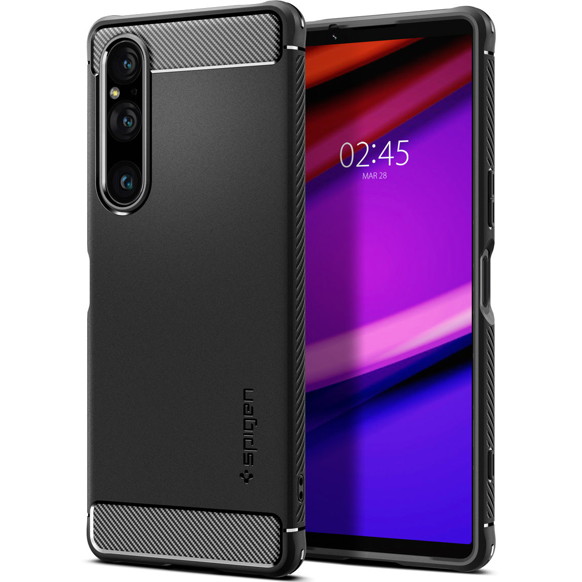 Schutzhülle Spigen Rugged Armor für Xperia 1 V, Schwarz