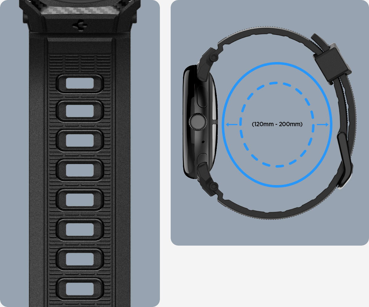 Armband für Google Pixel Watch 5 (41mm) / 4 (41mm) / 3 (41mm), Spigen Rugged Band, Schwarz (2/11)