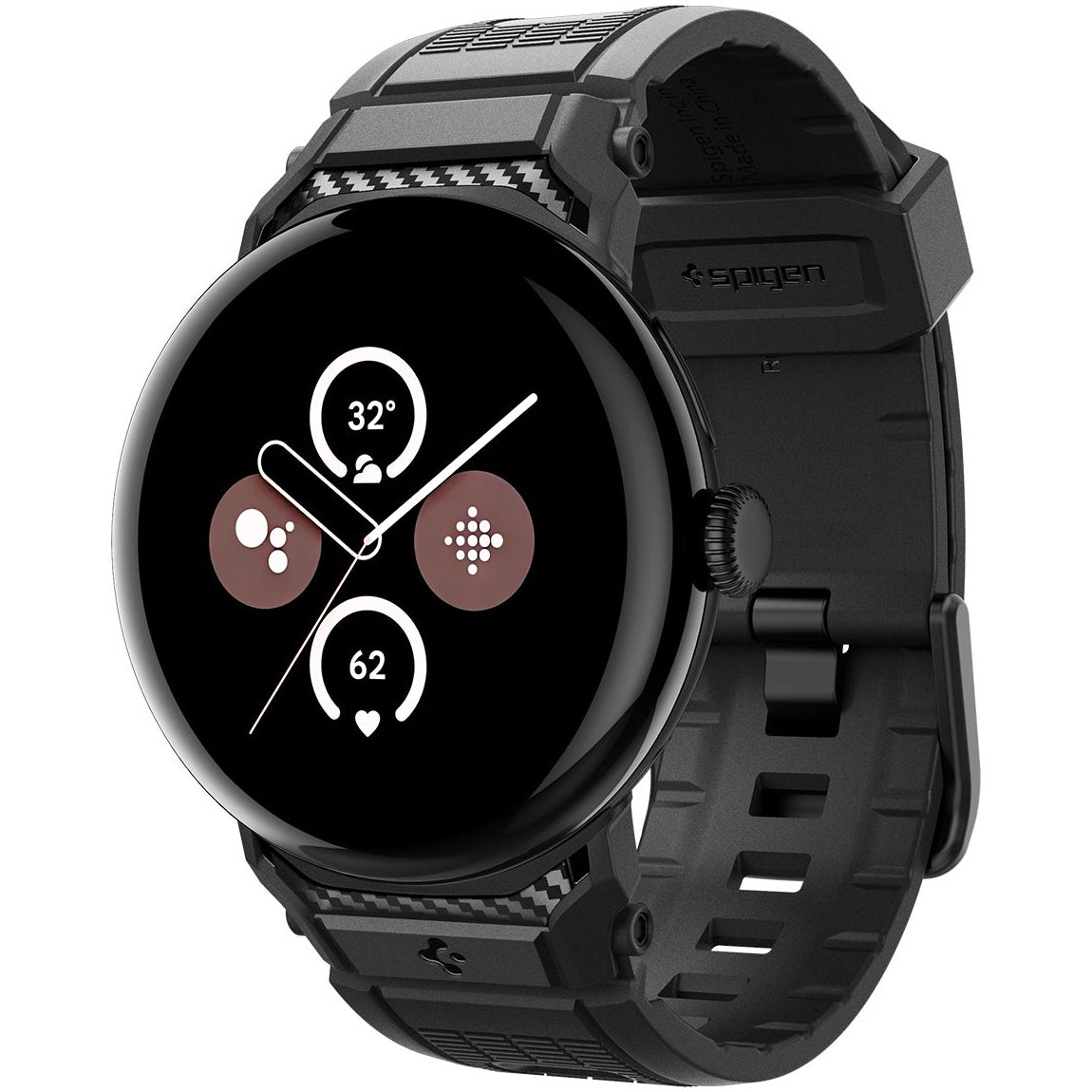 Armband für Google Pixel Watch 5 (45mm) / 4 (45mm) / 3 (45mm), Spigen Rugged Band, Schwarz (1/11)