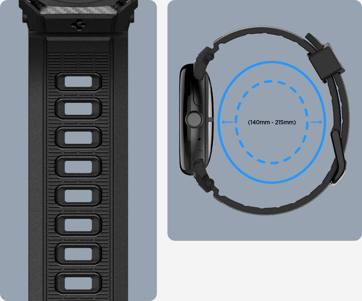 Armband für Google Pixel Watch 5 (45mm) / 4 (45mm) / 3 (45mm), Spigen Rugged Band, Schwarz (2/11)