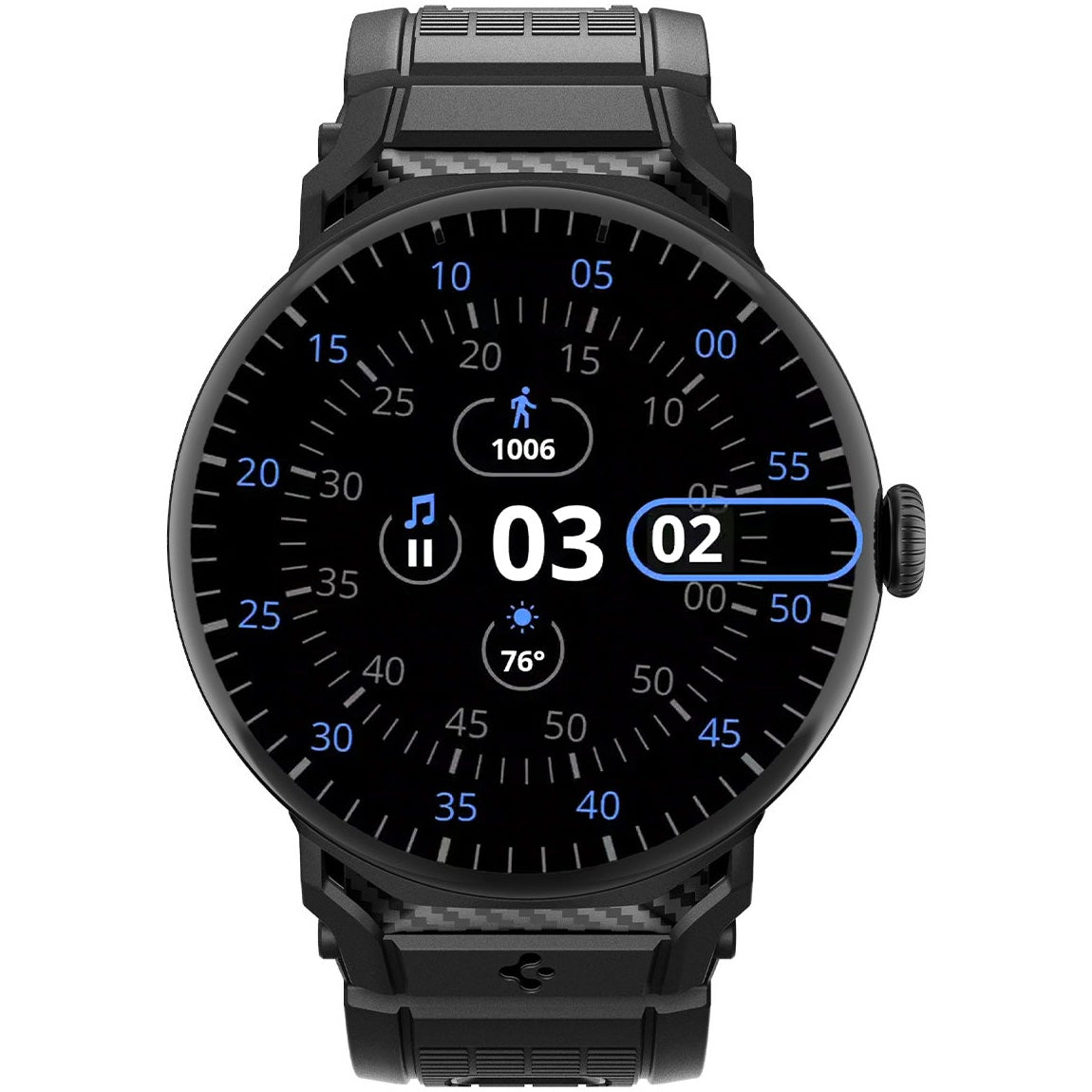 Armband für Google Pixel Watch 5 (45mm) / 4 (45mm) / 3 (45mm), Spigen Rugged Band, Schwarz (7/11)