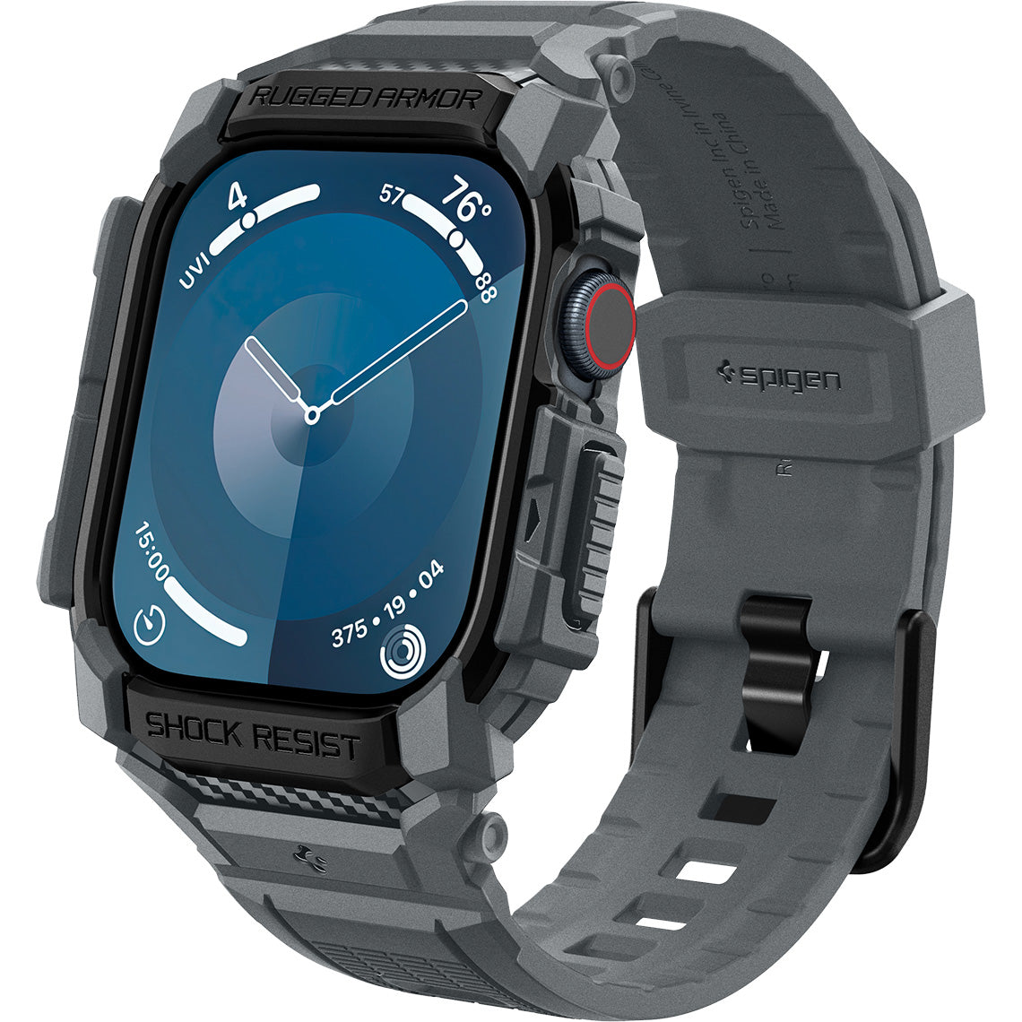 Schutzhülle mit Armband für Apple Watch 11 / 10 46 mm, Spigen Rugged Armor Pro, Grau