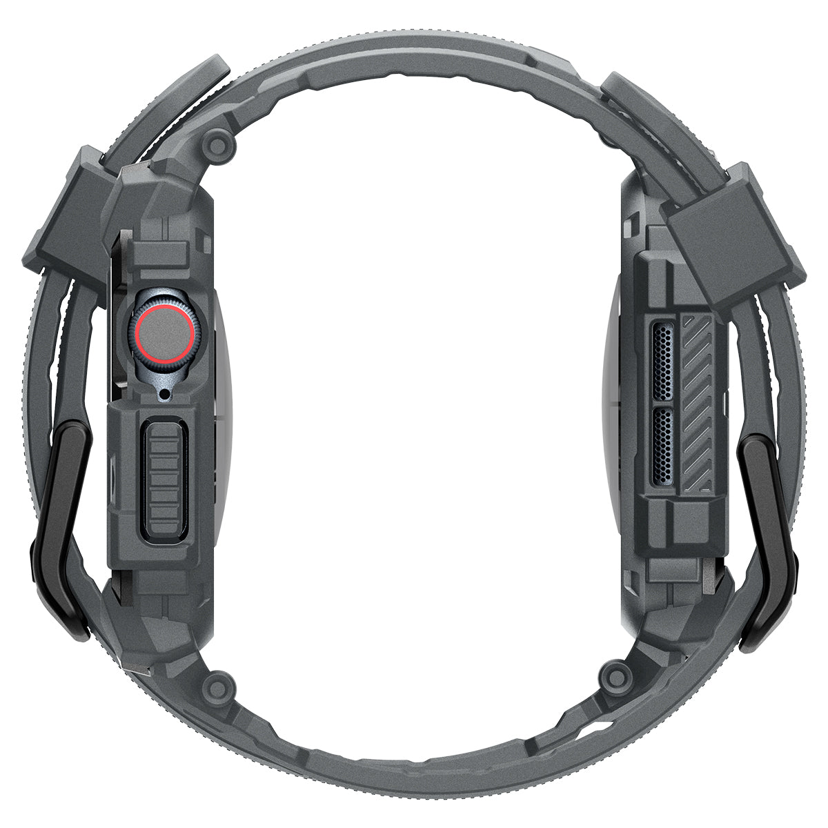 Schutzhülle mit Armband für Apple Watch 11 / 10 46 mm, Spigen Rugged Armor Pro, Grau