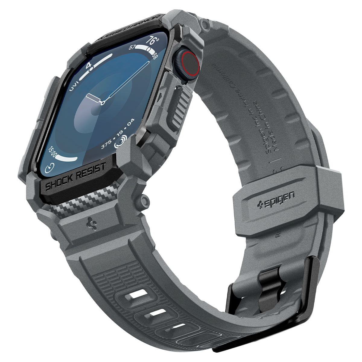 Schutzhülle mit Armband für Apple Watch 11 / 10 46 mm, Spigen Rugged Armor Pro, Grau