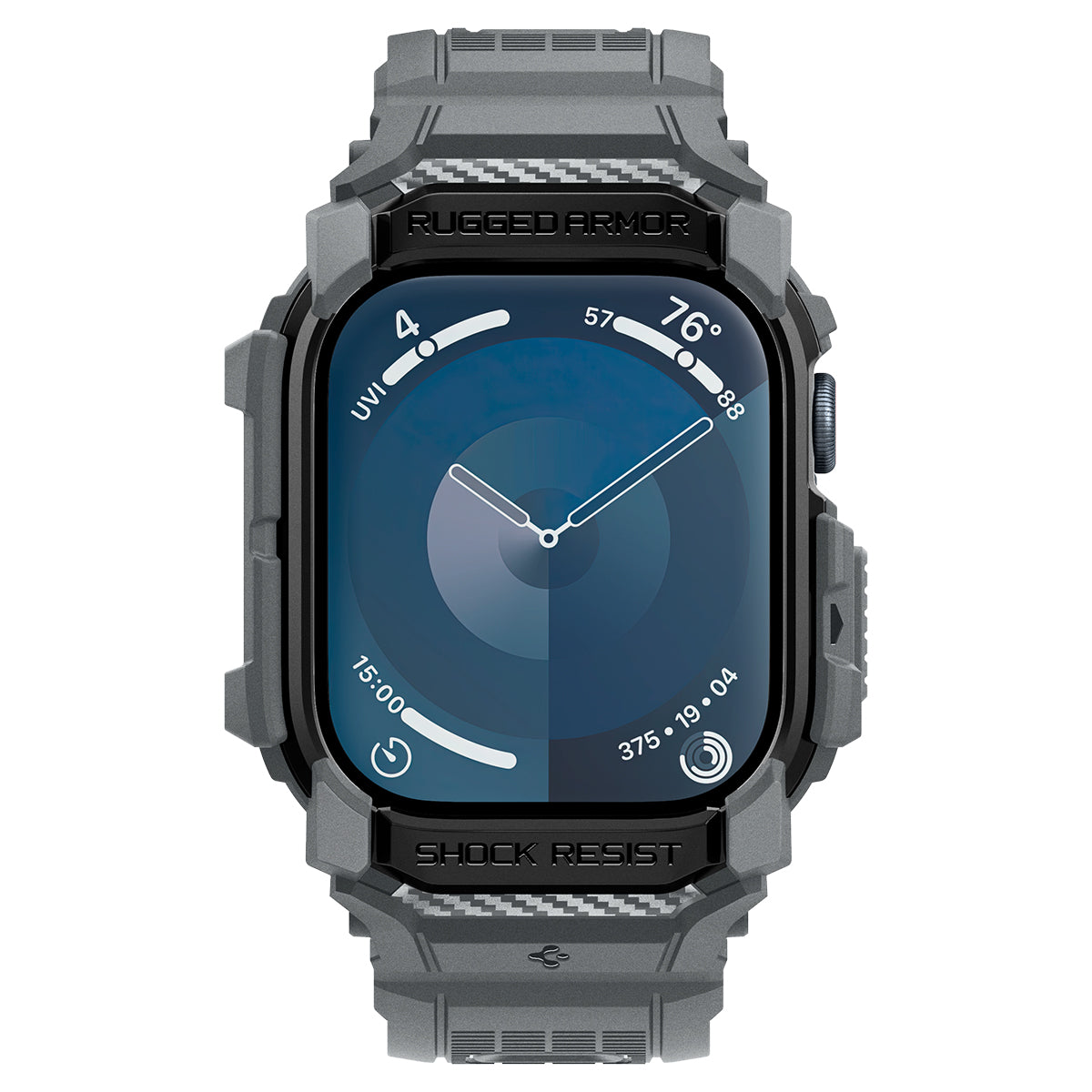 Schutzhülle mit Armband für Apple Watch 11 / 10 46 mm, Spigen Rugged Armor Pro, Grau