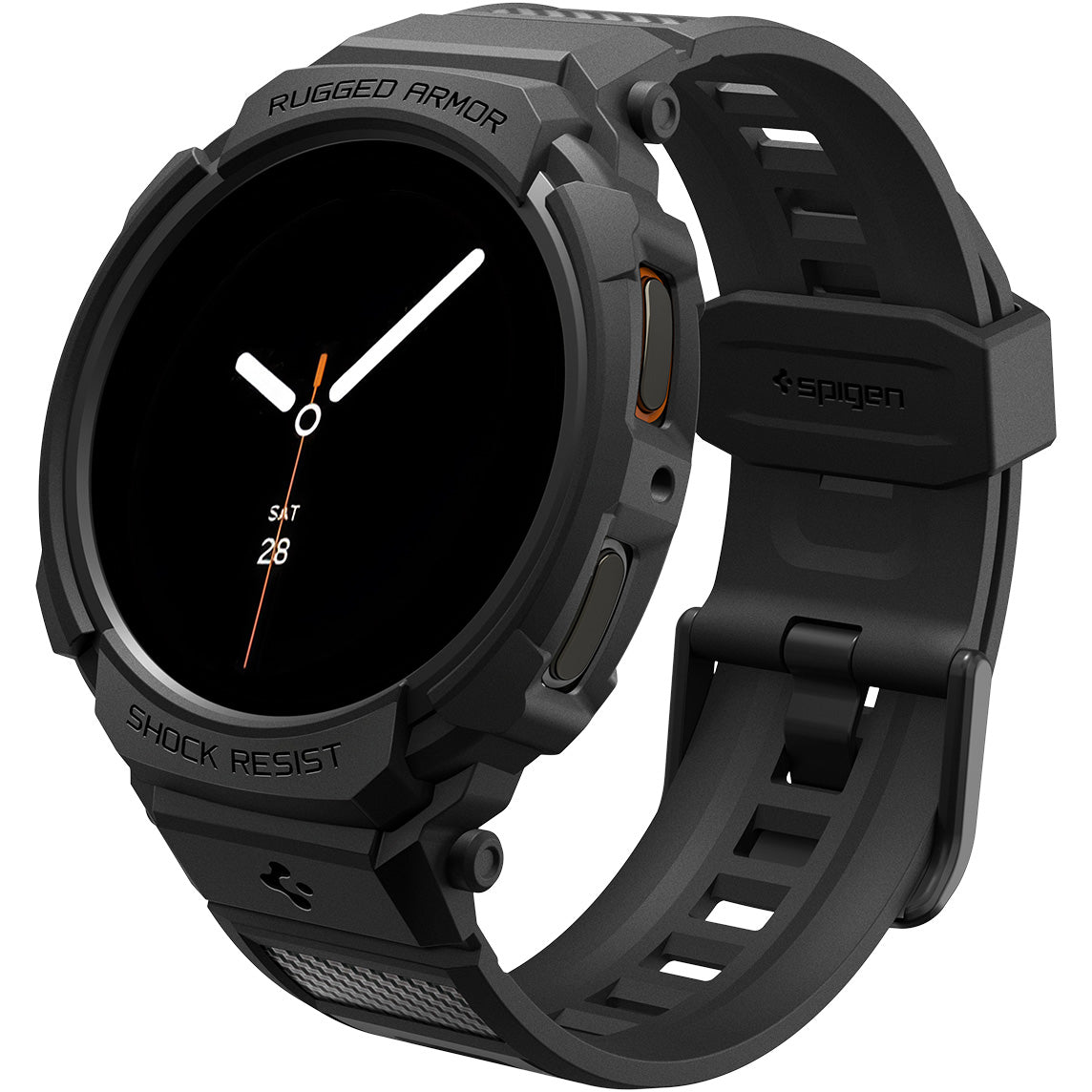 Schutzhülle mit Armband für Galaxy Watch 8 44mm, Spigen Rugged Armor Pro, Schwarz
