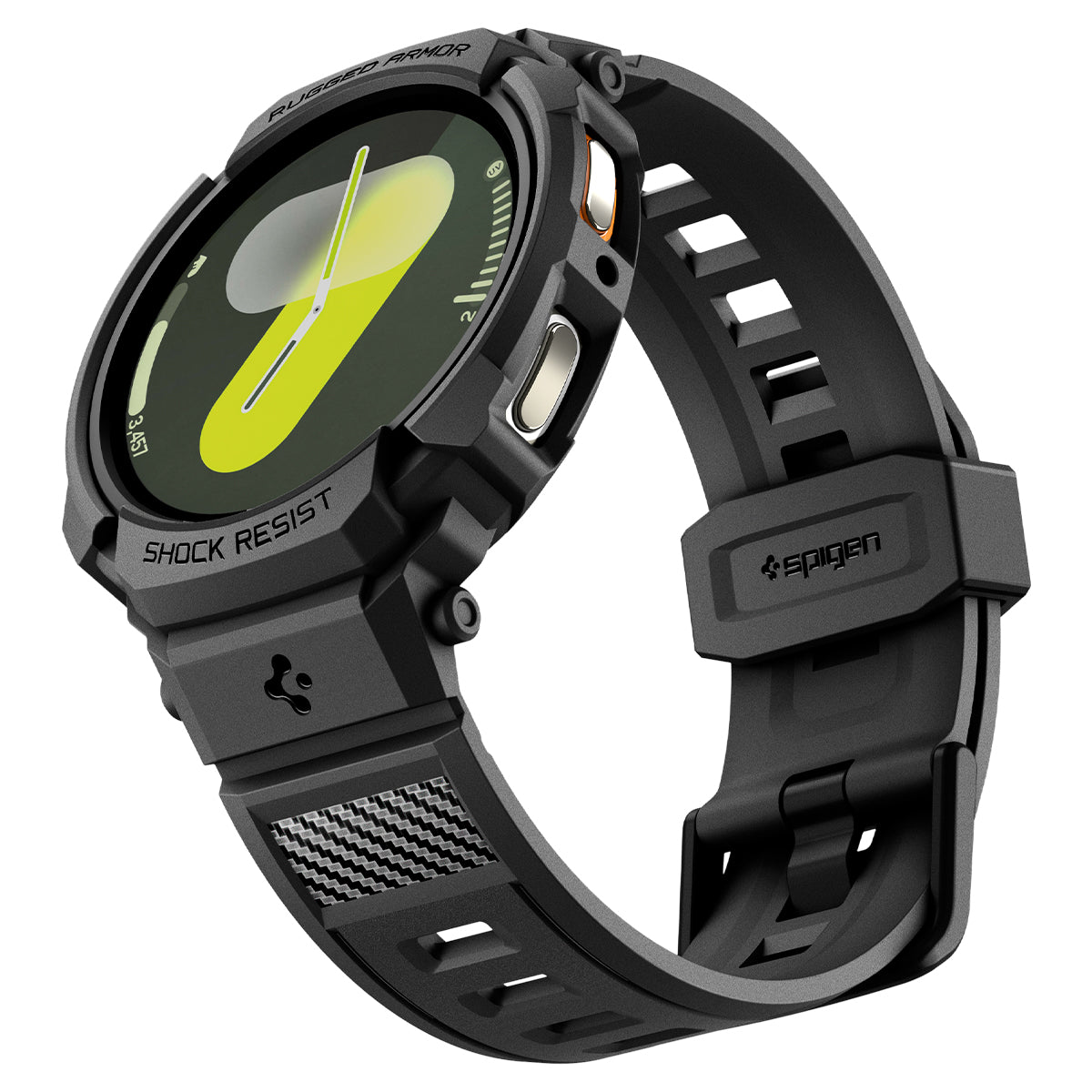 Schutzhülle mit Armband für Galaxy Watch 8 44mm, Spigen Rugged Armor Pro, Schwarz