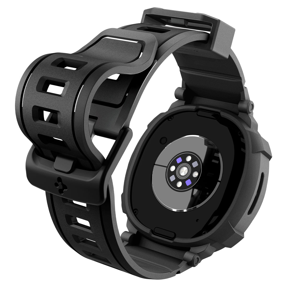 Schutzhülle mit Armband für Galaxy Watch 8 44mm, Spigen Rugged Armor Pro, Schwarz