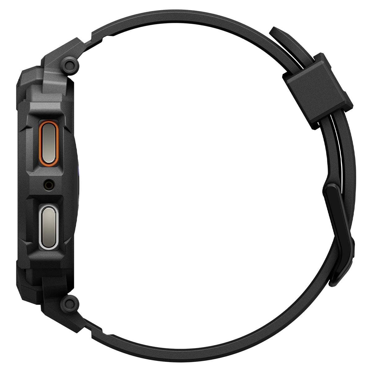 Schutzhülle mit Armband für Galaxy Watch 8 44mm, Spigen Rugged Armor Pro, Schwarz