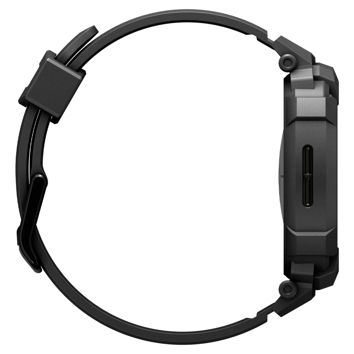 Schutzhülle mit Armband für Galaxy Watch 8 44mm, Spigen Rugged Armor Pro, Schwarz
