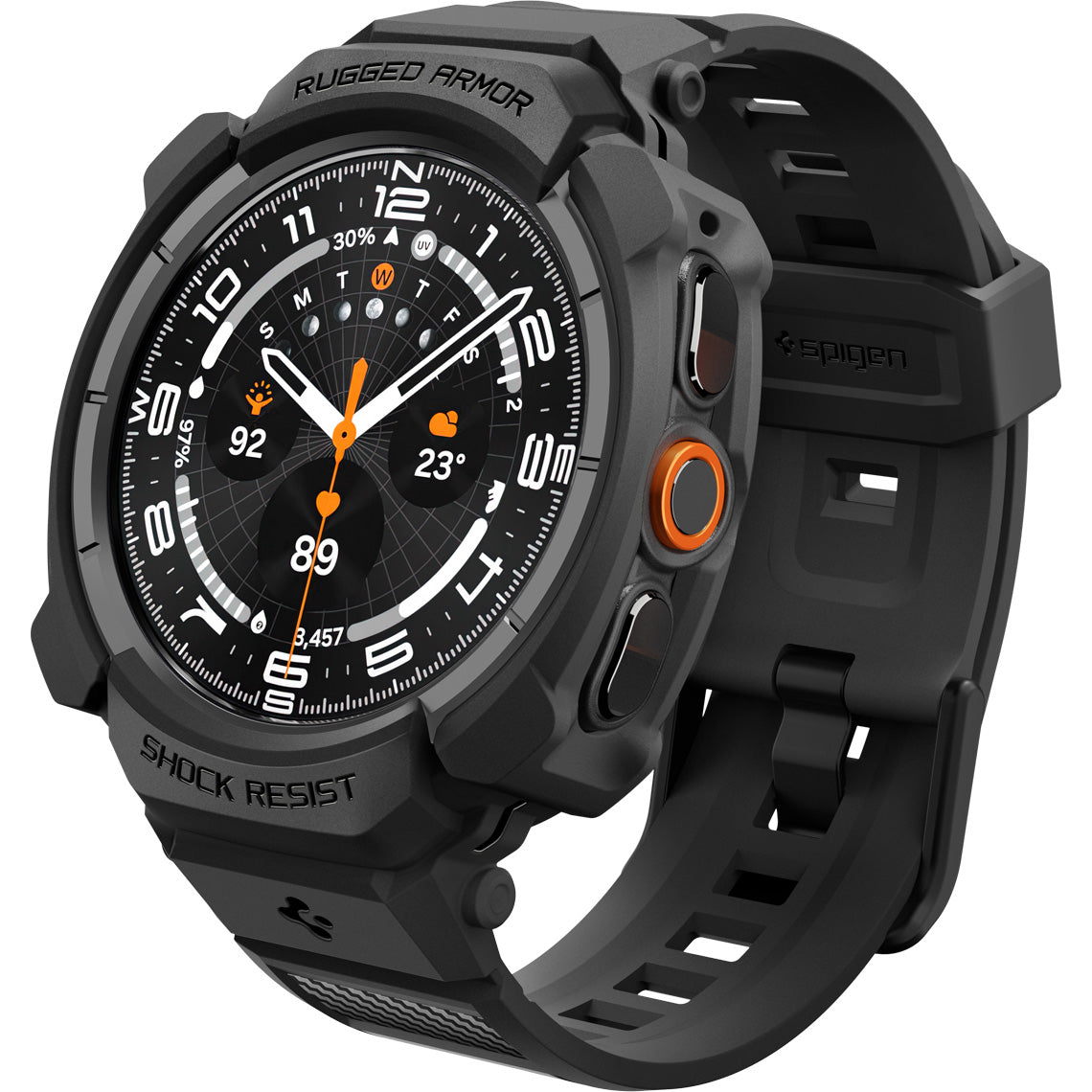 Schutzhülle mit Armband für Galaxy Watch Ultra 2 (2026) 47 mm, Spigen Rugged Armor Pro, Schwarz