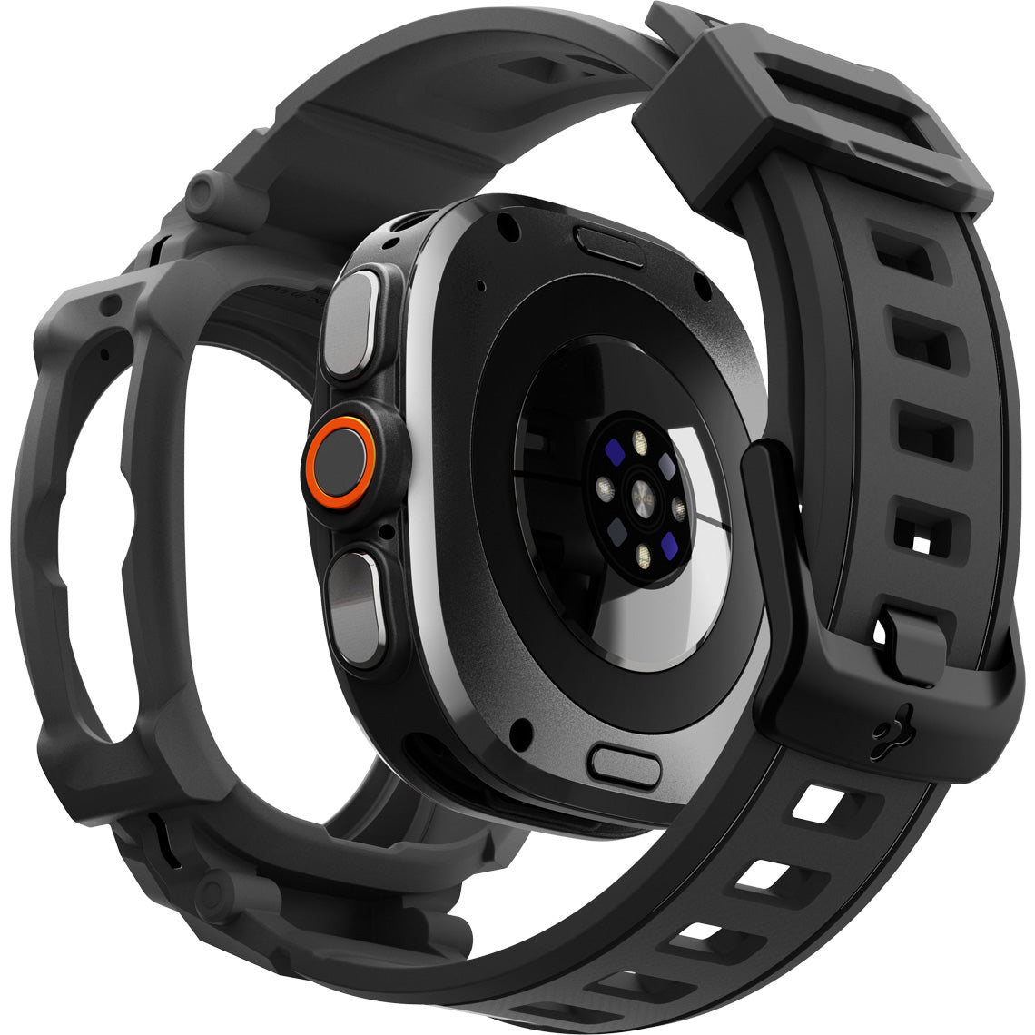 Schutzhülle mit Armband für Galaxy Watch Ultra 2 (2026) 47 mm, Spigen Rugged Armor Pro, Schwarz
