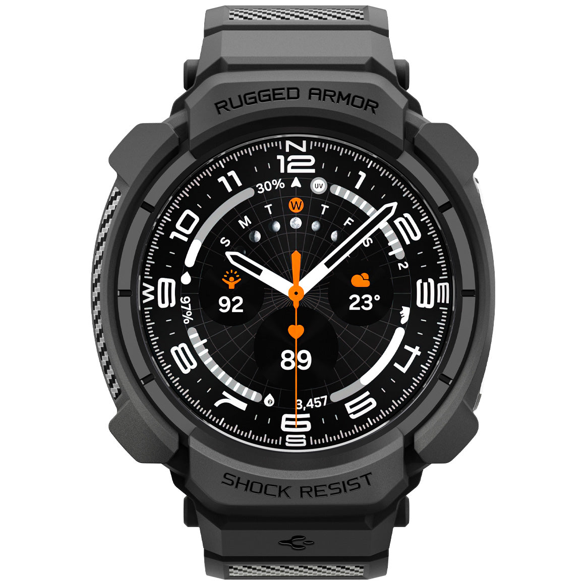 Schutzhülle mit Armband für Galaxy Watch Ultra 2 (2026) 47 mm, Spigen Rugged Armor Pro, Schwarz