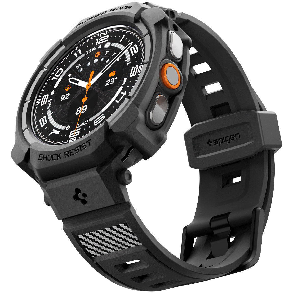 Schutzhülle mit Armband für Galaxy Watch Ultra 2 (2026) 47 mm, Spigen Rugged Armor Pro, Schwarz