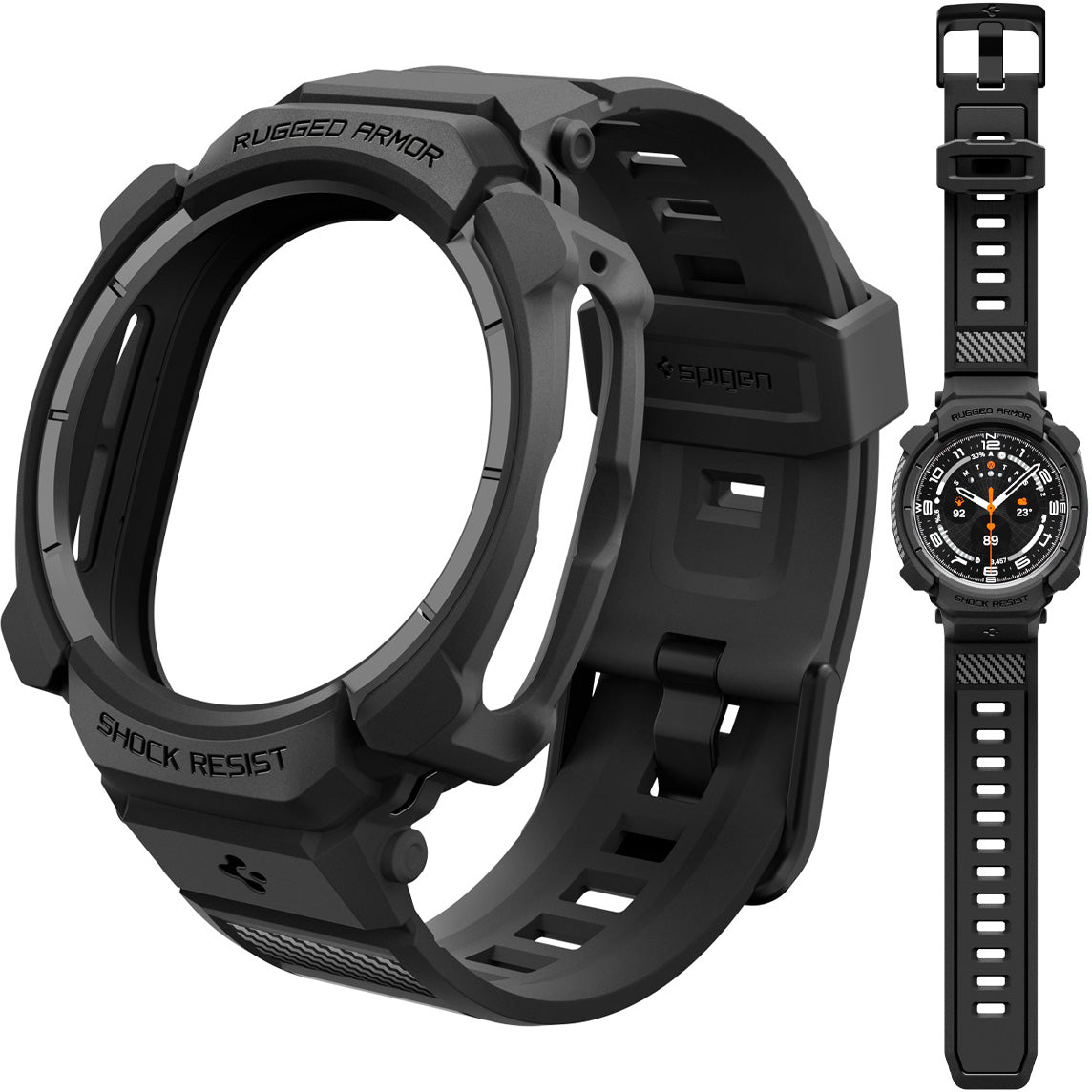 Schutzhülle mit Armband für Galaxy Watch Ultra 2 (2026) 47 mm, Spigen Rugged Armor Pro, Schwarz
