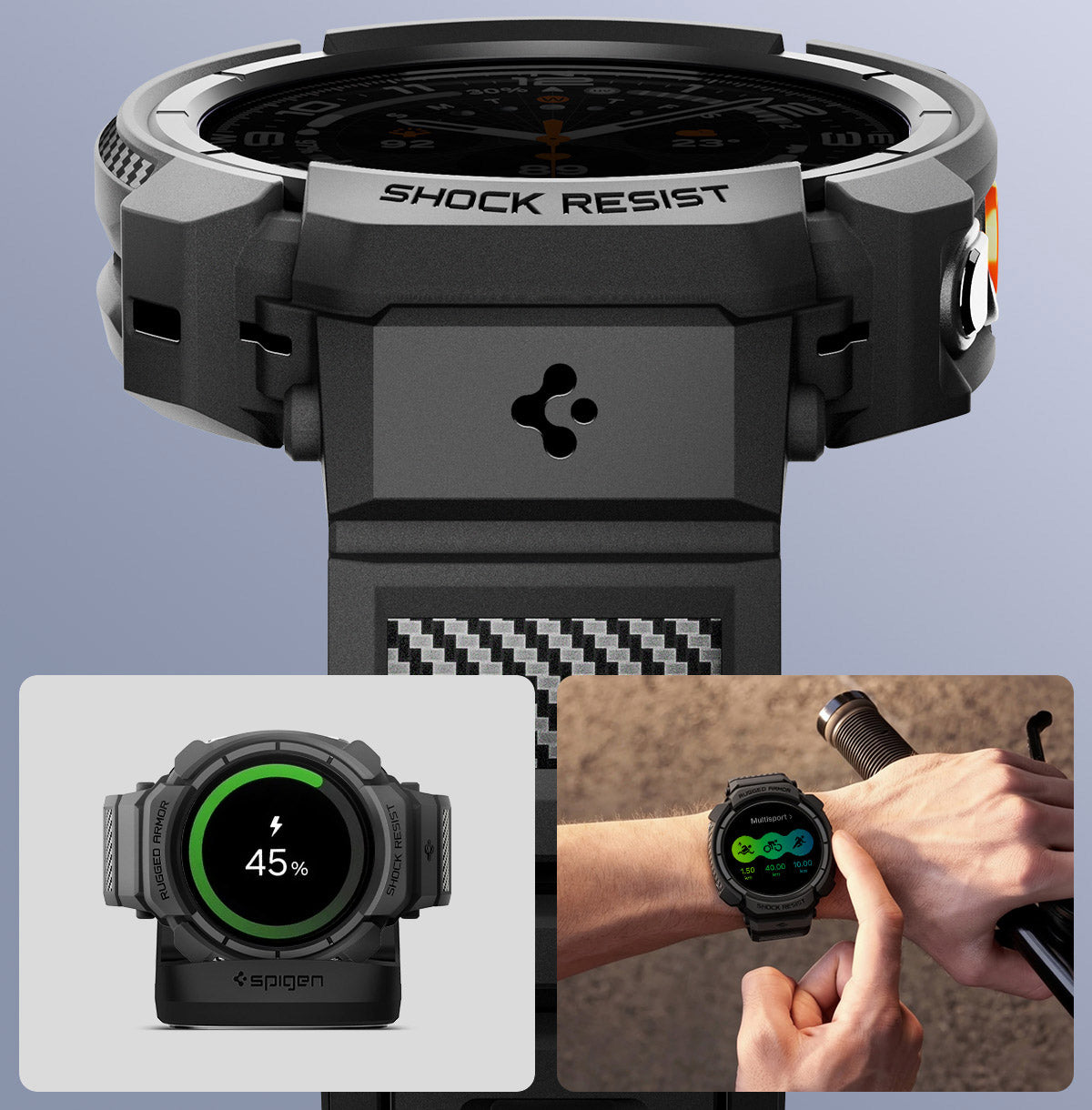 Schutzhülle mit Armband für Galaxy Watch Ultra 2 (2026) 47 mm, Spigen Rugged Armor Pro, Schwarz
