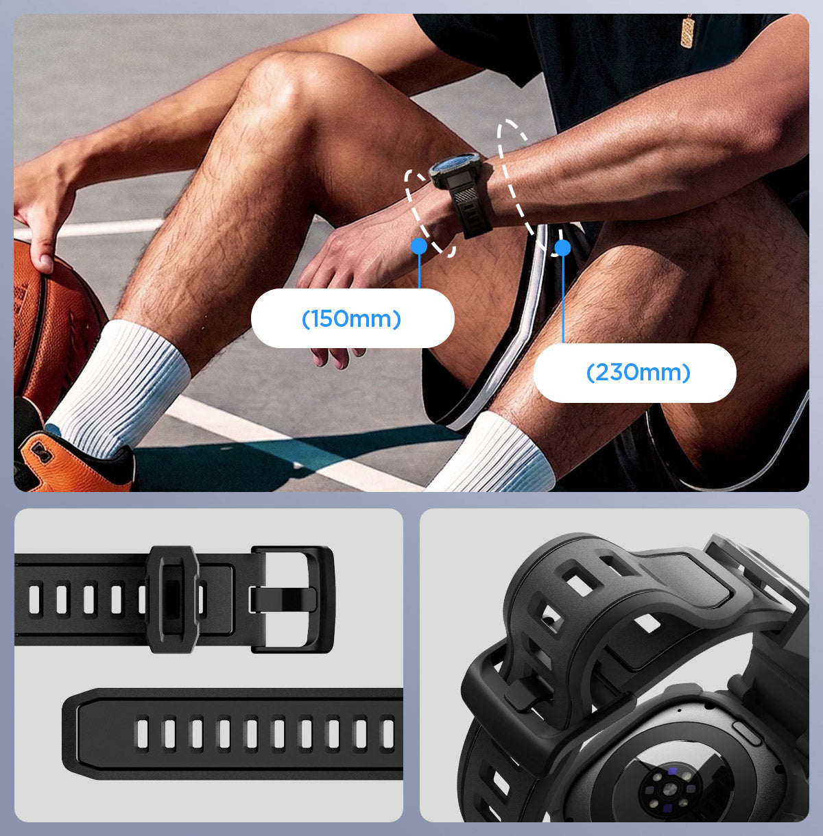 Schutzhülle mit Armband für Galaxy Watch Ultra 2 (2026) 47 mm, Spigen Rugged Armor Pro, Schwarz