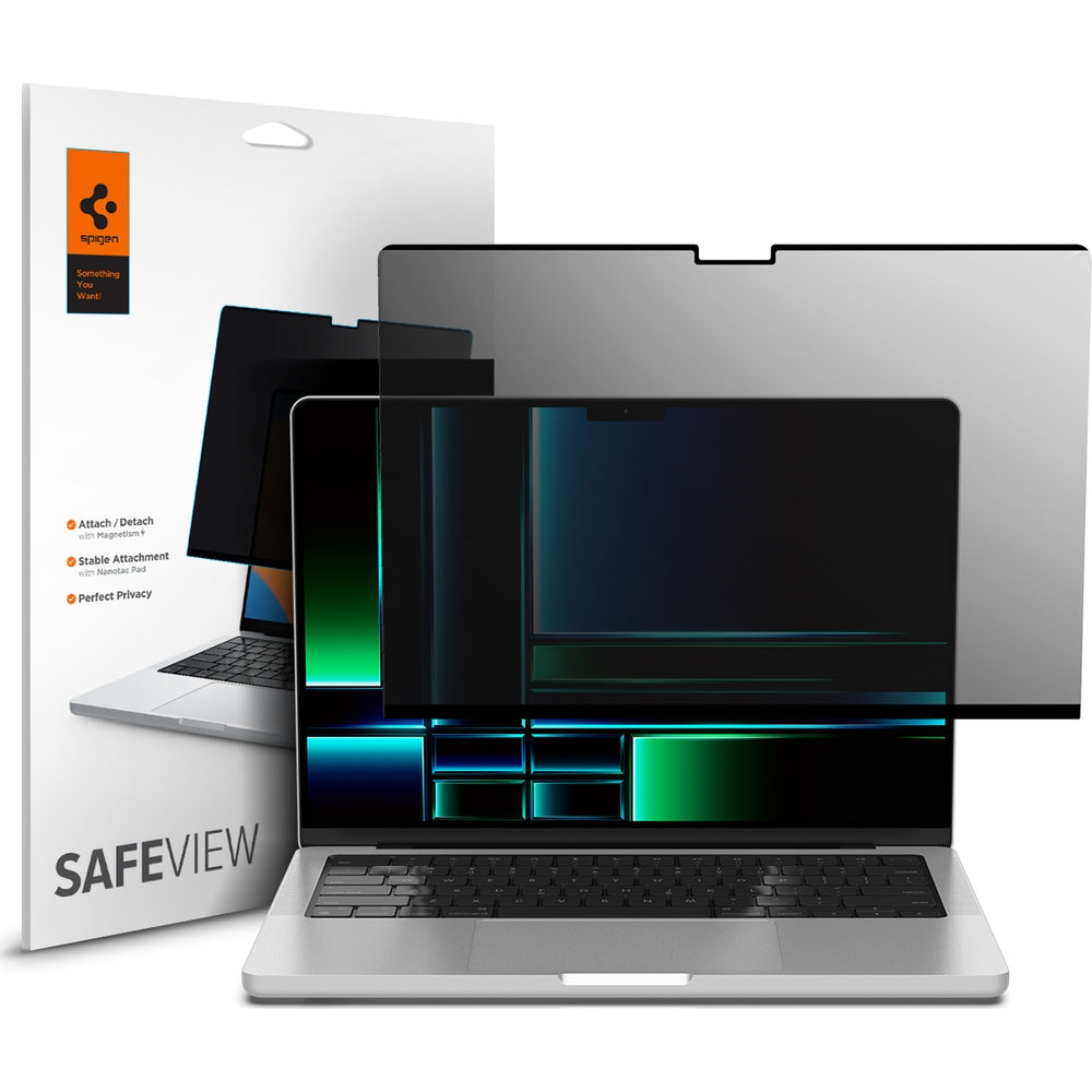Folie mit Sichtschutzfilter für MacBook Pro 14" 2021-2024, Spigen SafeView Privacy Filter
