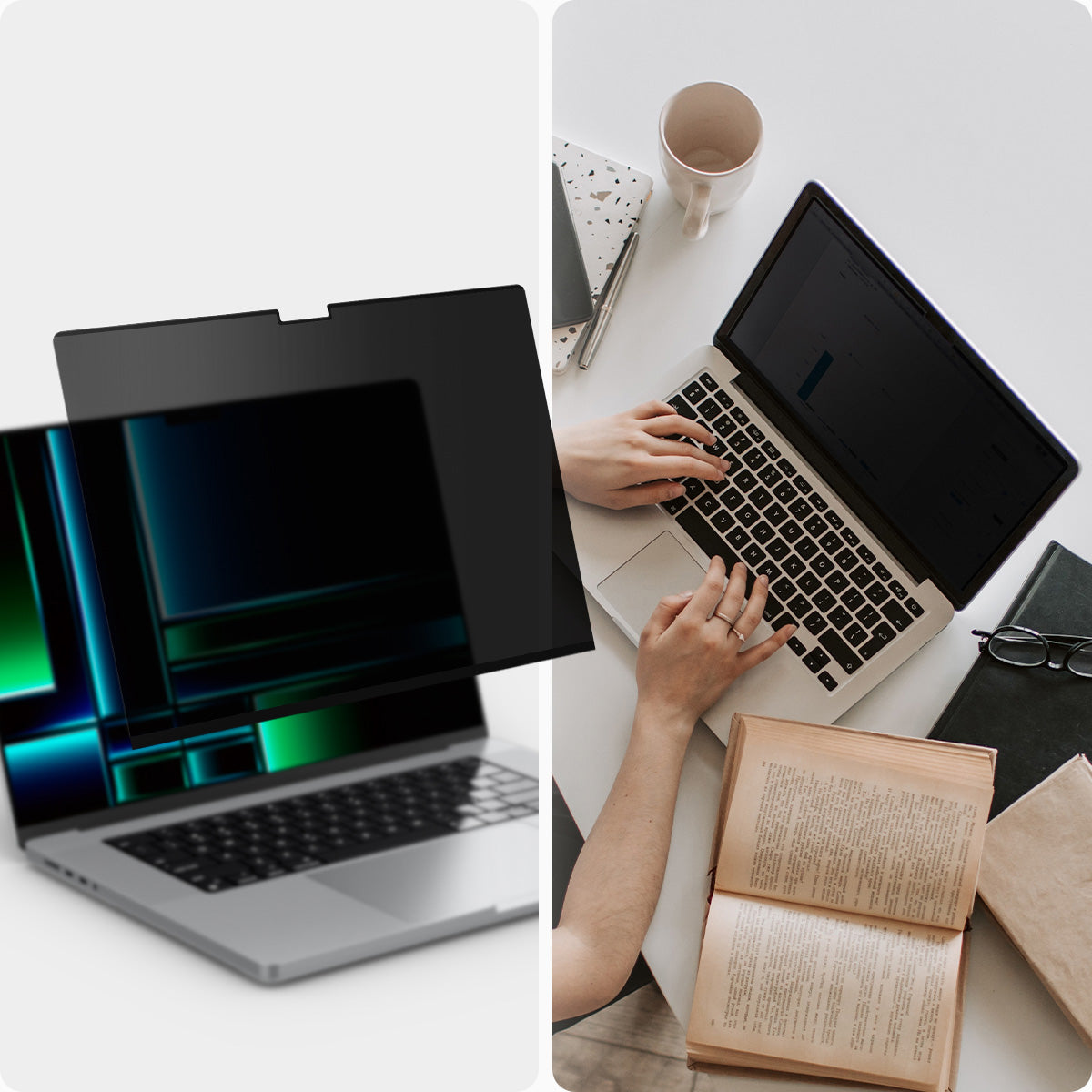 Folie mit Sichtschutzfilter für MacBook Pro 14" 2021-2024, Spigen SafeView Privacy Filter