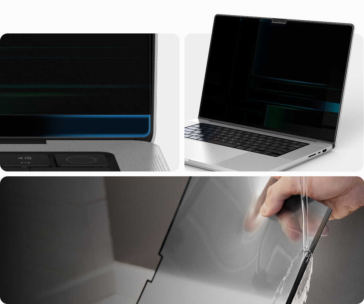 Folie mit Sichtschutzfilter für MacBook Pro 16" 2024-2021, Spigen SafeView Privacy Filter