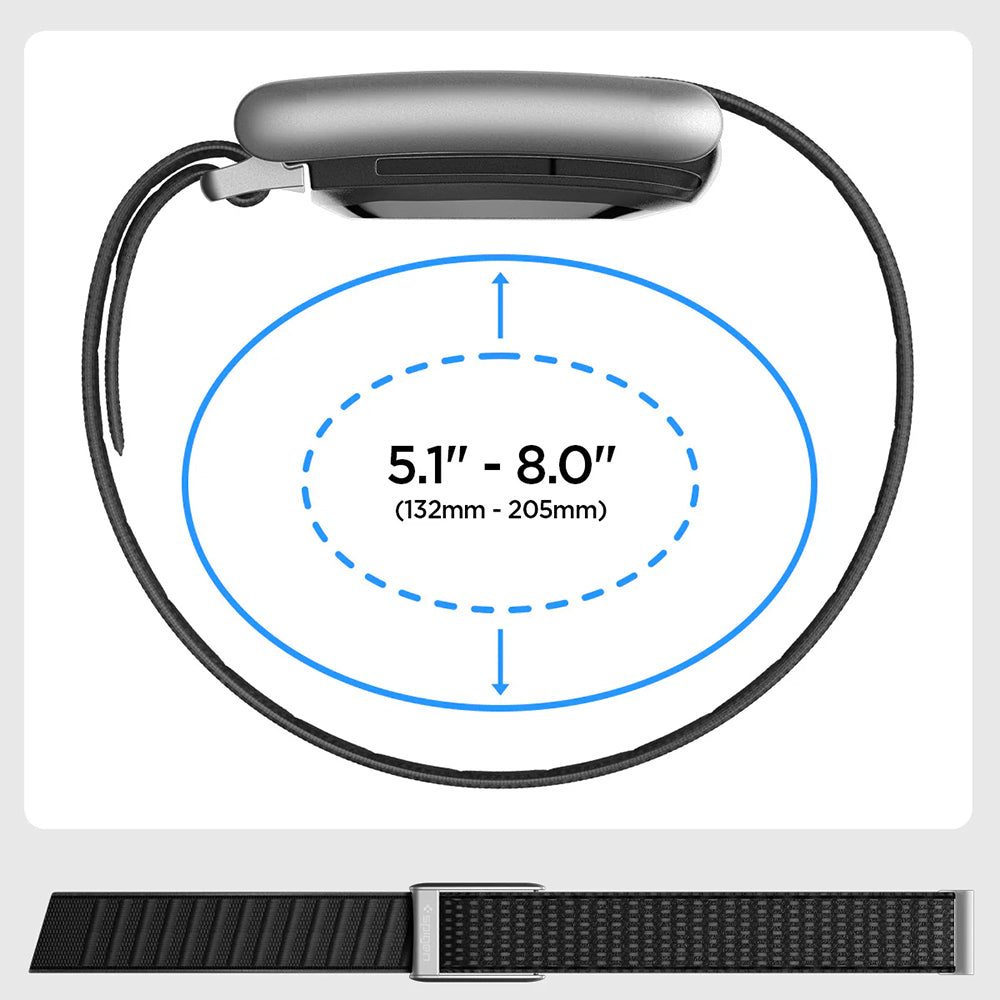Armband aus Nylon für Whoop 5.0, Spigen WBF3 Band, Schwarz
