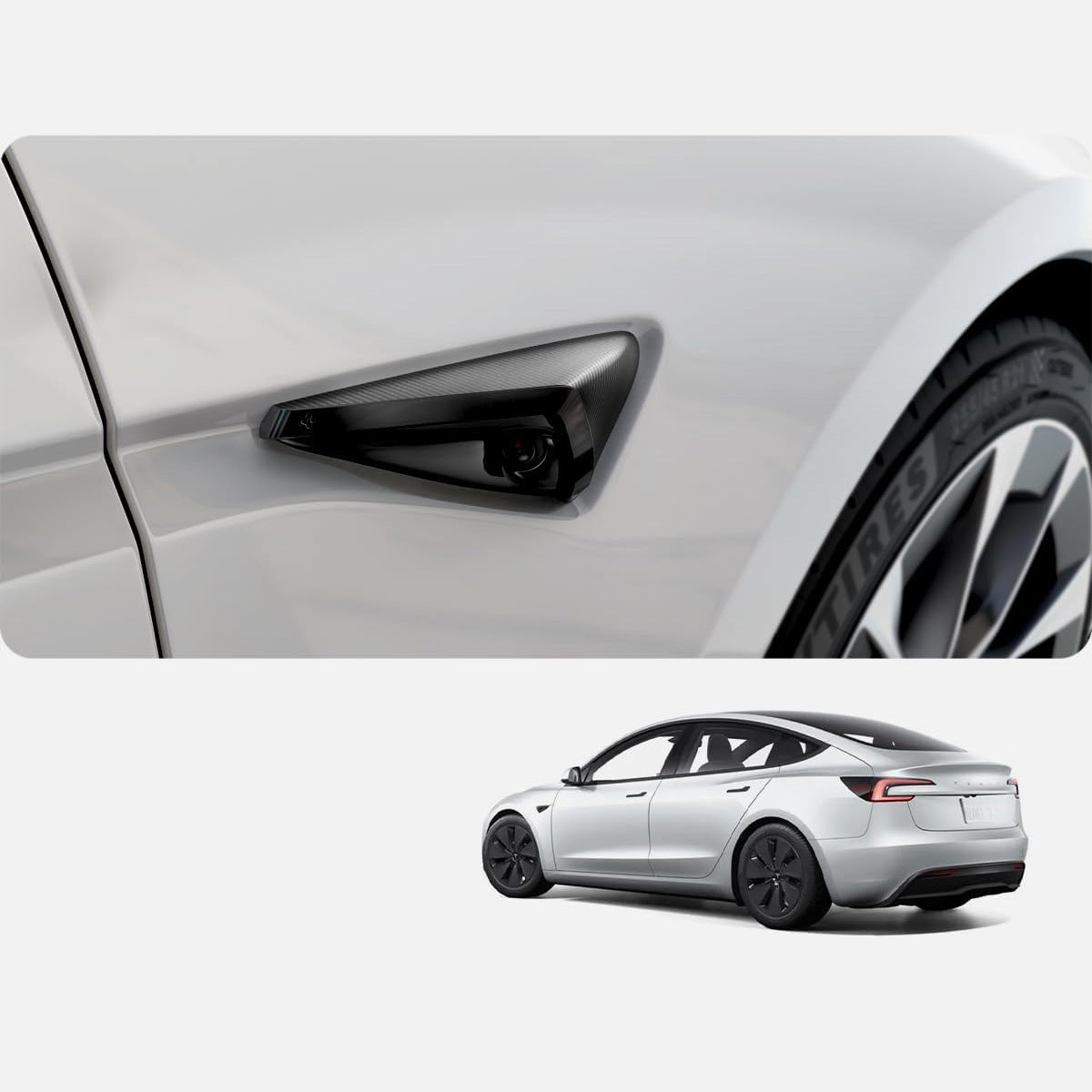 Abdeckungen für Seitenkameras für Tesla Model 3 Highland 2024-25, Spigen Side Camera Protection Cover, Carbon