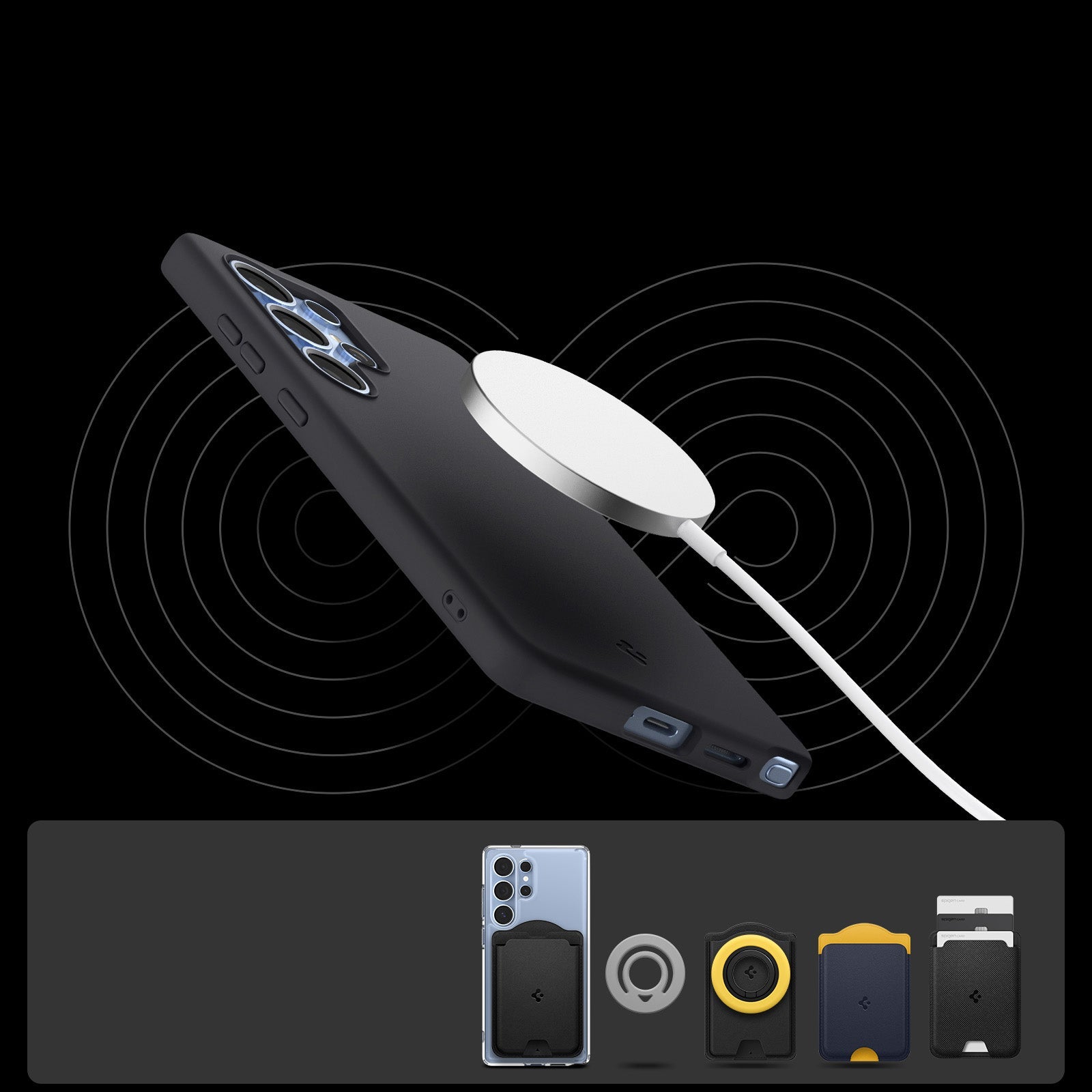 Handyhülle für Galaxy S25 Ultra, Spigen Silicone Fit Mag mit MagSafe, Schwarz