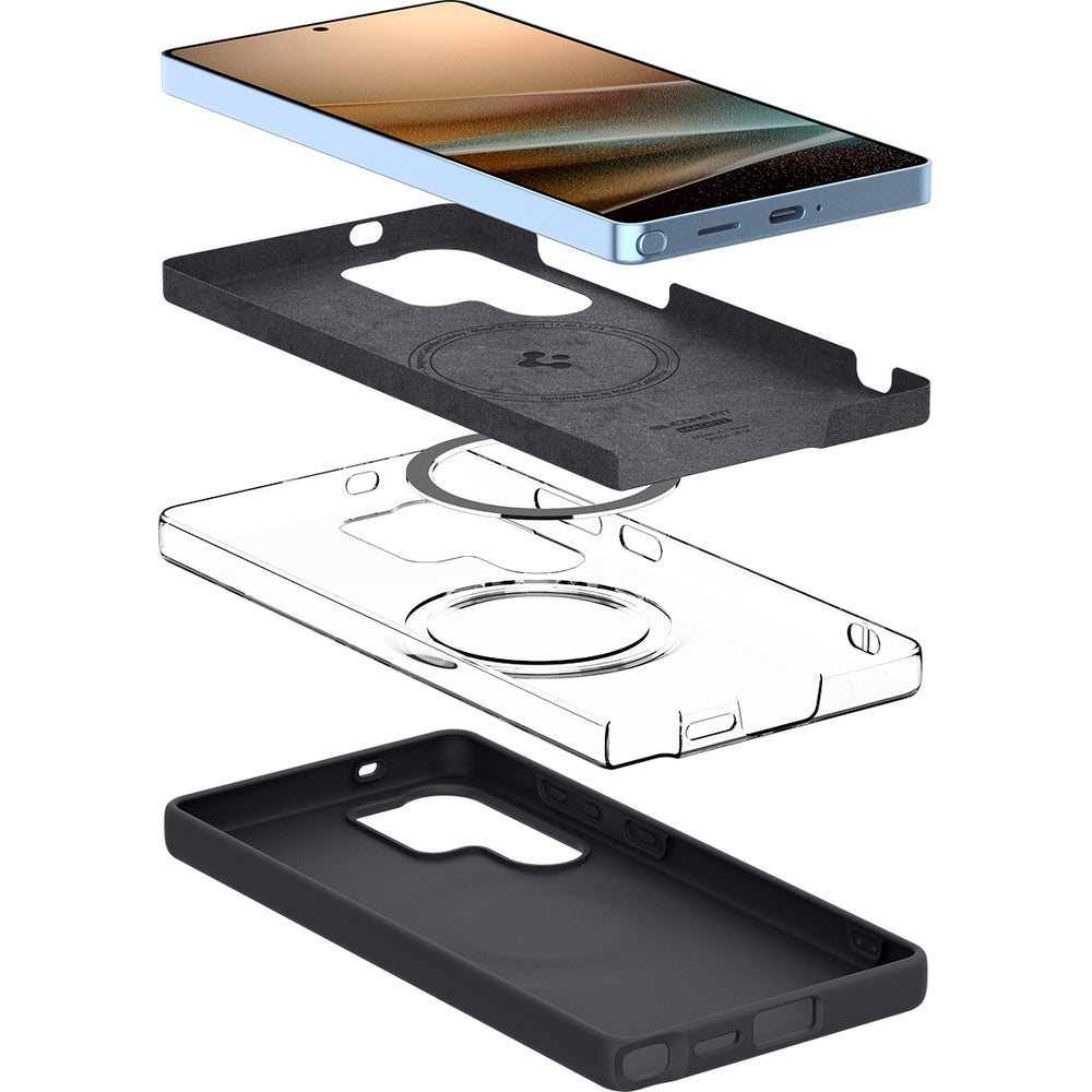Handyhülle für Galaxy S25 Ultra, Spigen Silicone Fit Mag mit MagSafe, Schwarz