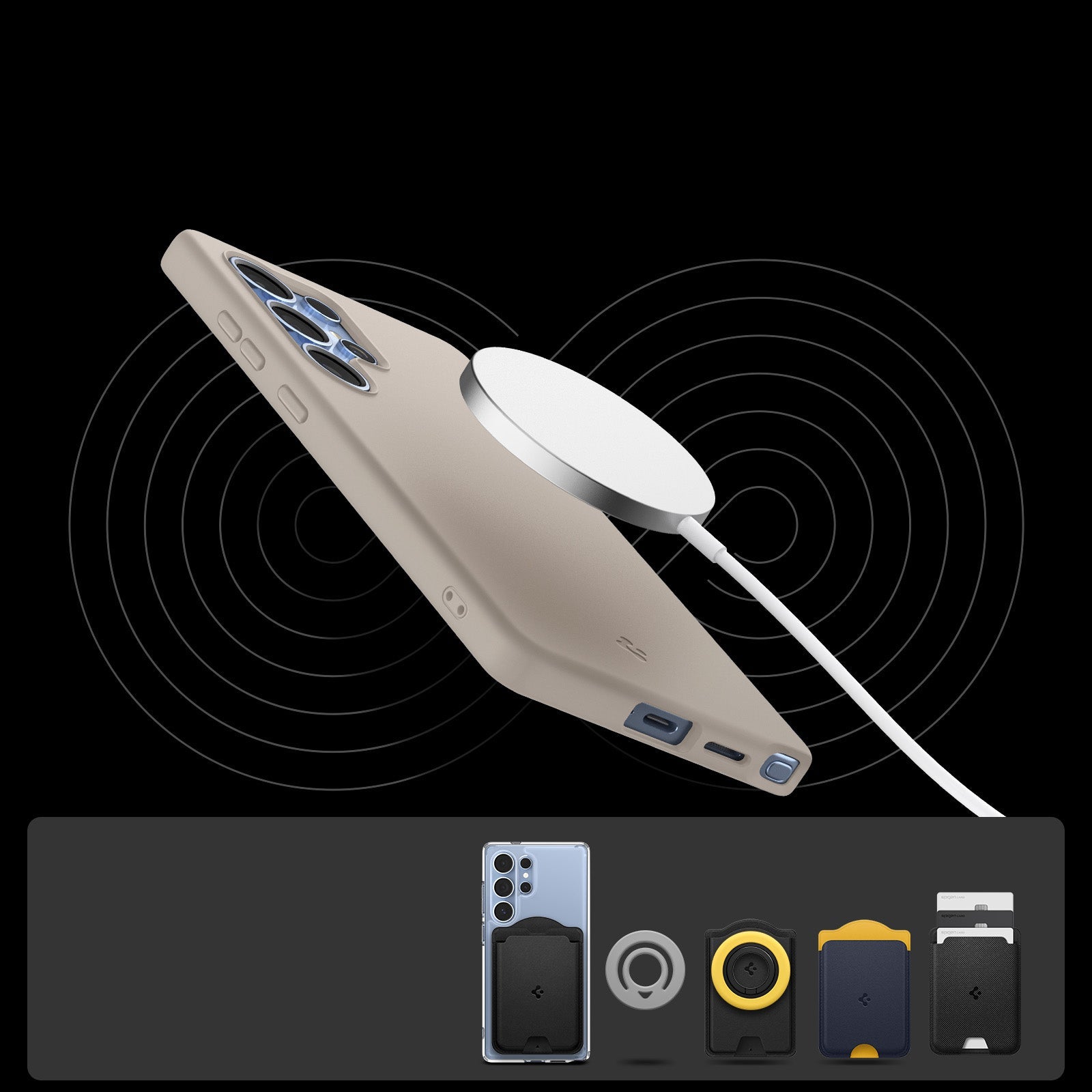 Handyhülle für Galaxy S25 Ultra, Spigen Silicone Fit Mag mit MagSafe, Beige
