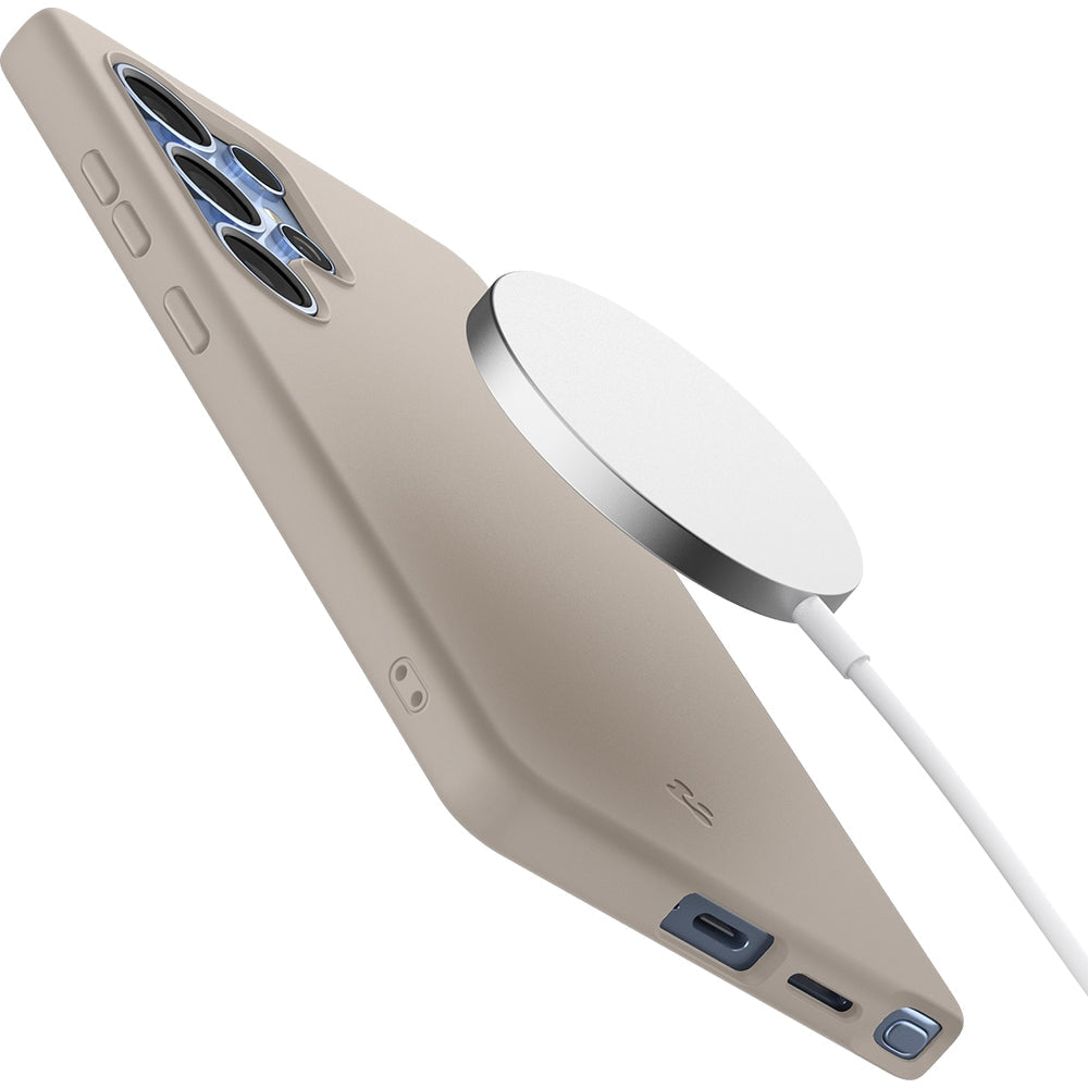 Handyhülle für Galaxy S25 Ultra, Spigen Silicone Fit Mag mit MagSafe, Beige
