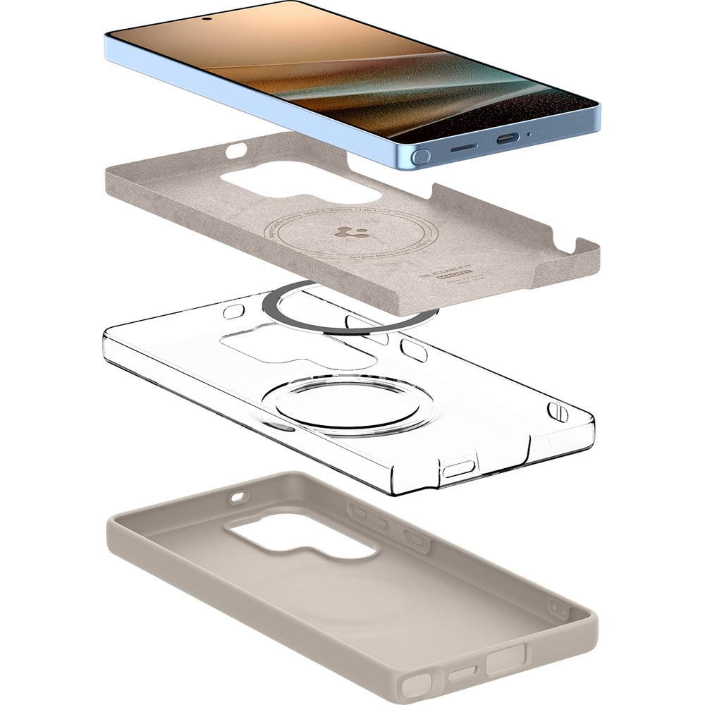 Handyhülle für Galaxy S25 Ultra, Spigen Silicone Fit Mag mit MagSafe, Beige