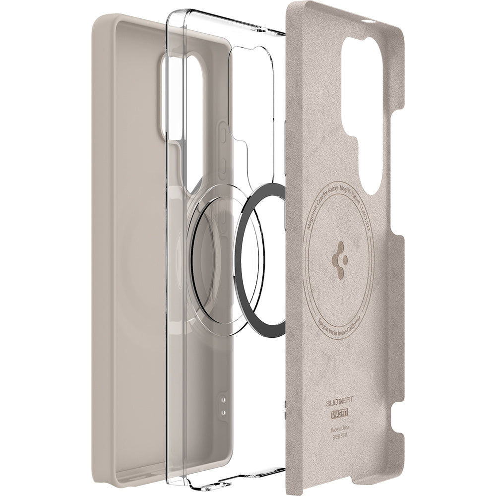 Handyhülle für Galaxy S25 Ultra, Spigen Silicone Fit Mag mit MagSafe, Beige