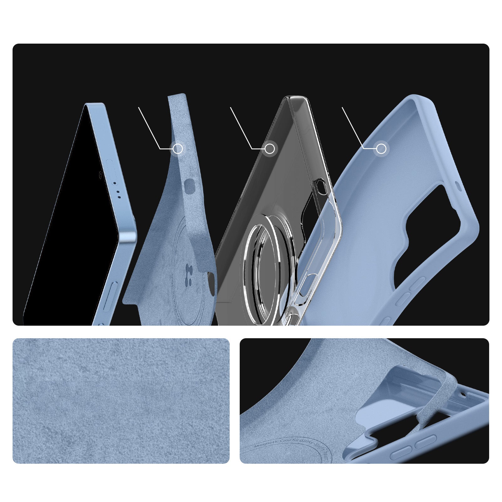 Handyhülle für Galaxy S25 Ultra, Spigen Silicone Fit Mag mit MagSafe, Blau