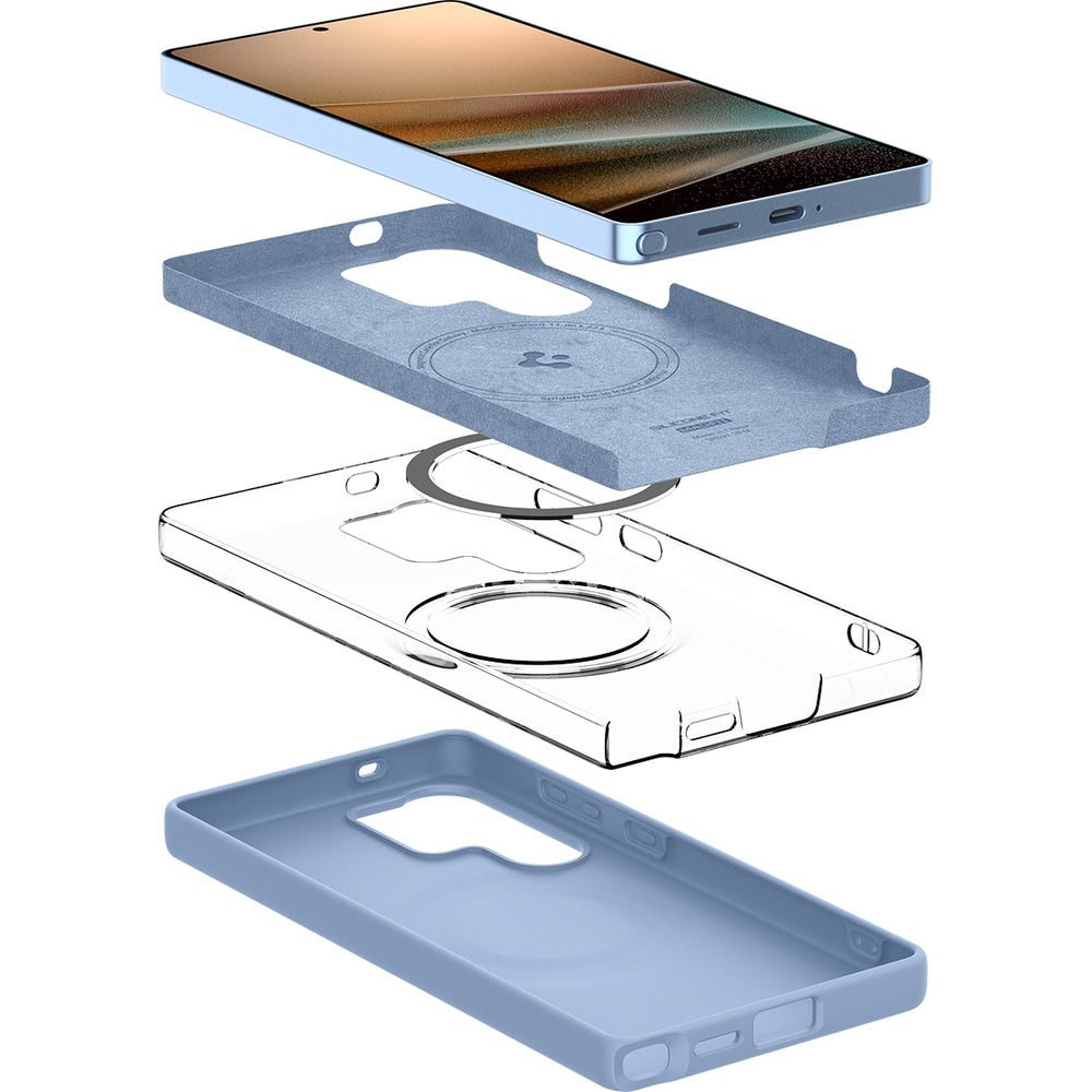 Handyhülle für Galaxy S25 Ultra, Spigen Silicone Fit Mag mit MagSafe, Blau