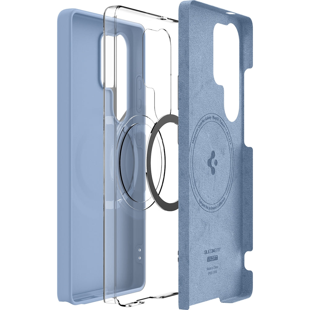 Handyhülle für Galaxy S25 Ultra, Spigen Silicone Fit Mag mit MagSafe, Blau