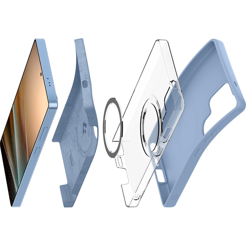 Handyhülle für Galaxy S25 Ultra, Spigen Silicone Fit Mag mit MagSafe, Blau