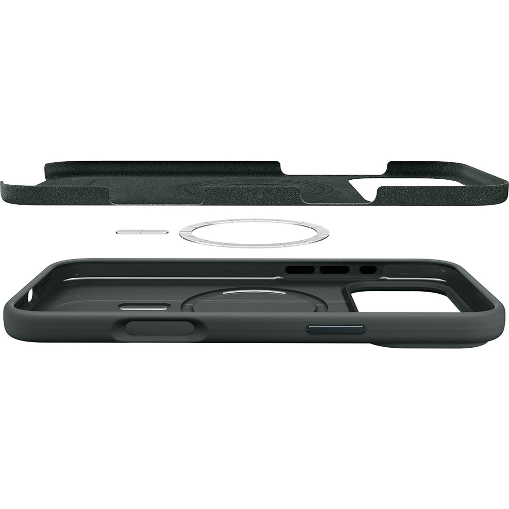 Handyhülle für iPhone 17 Pro, Spigen Silicone Fit Mag mit MagSafe, Grün