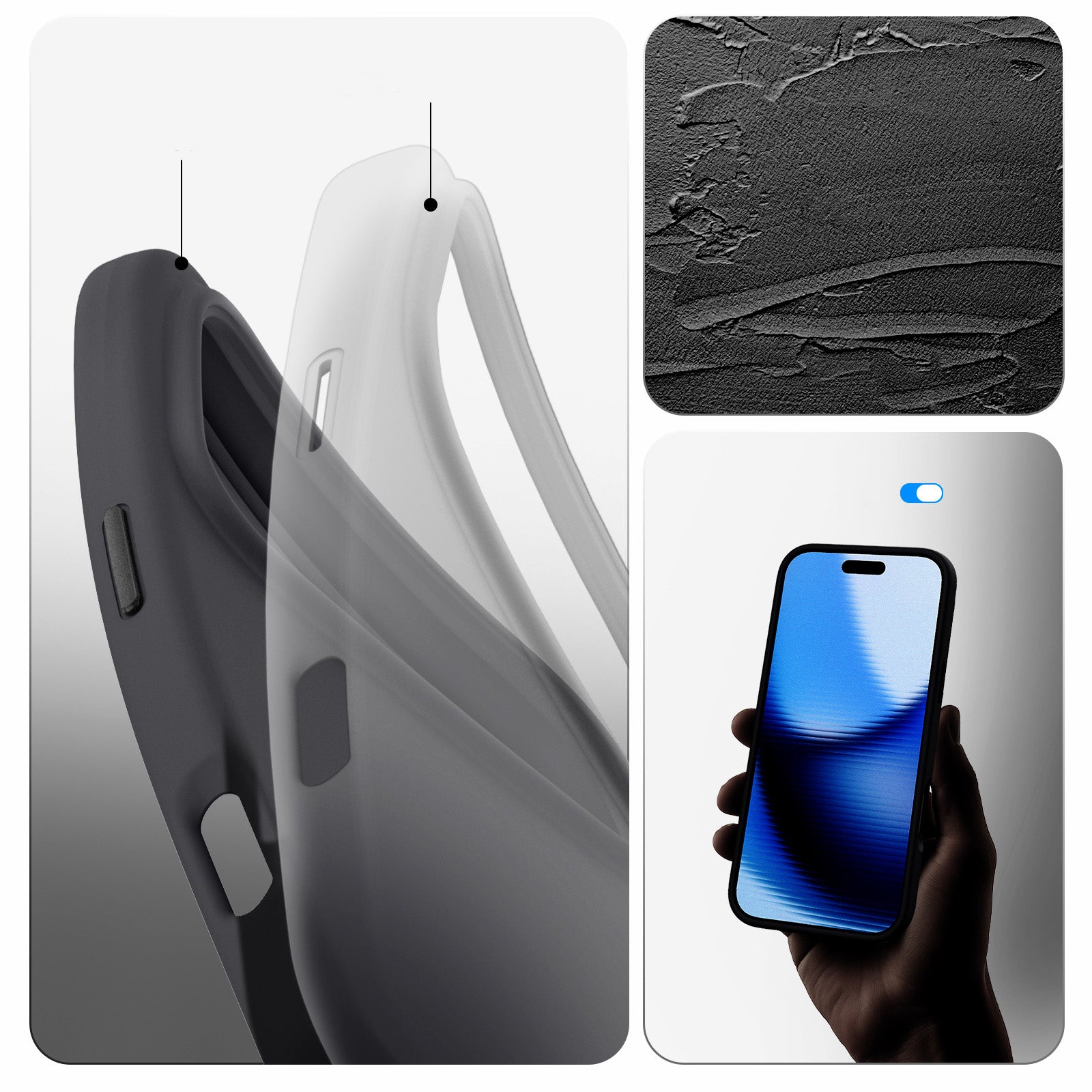 Handyhülle für iPhone 17 Pro, Spigen Silicone Fit Mag mit MagSafe, Schwarz