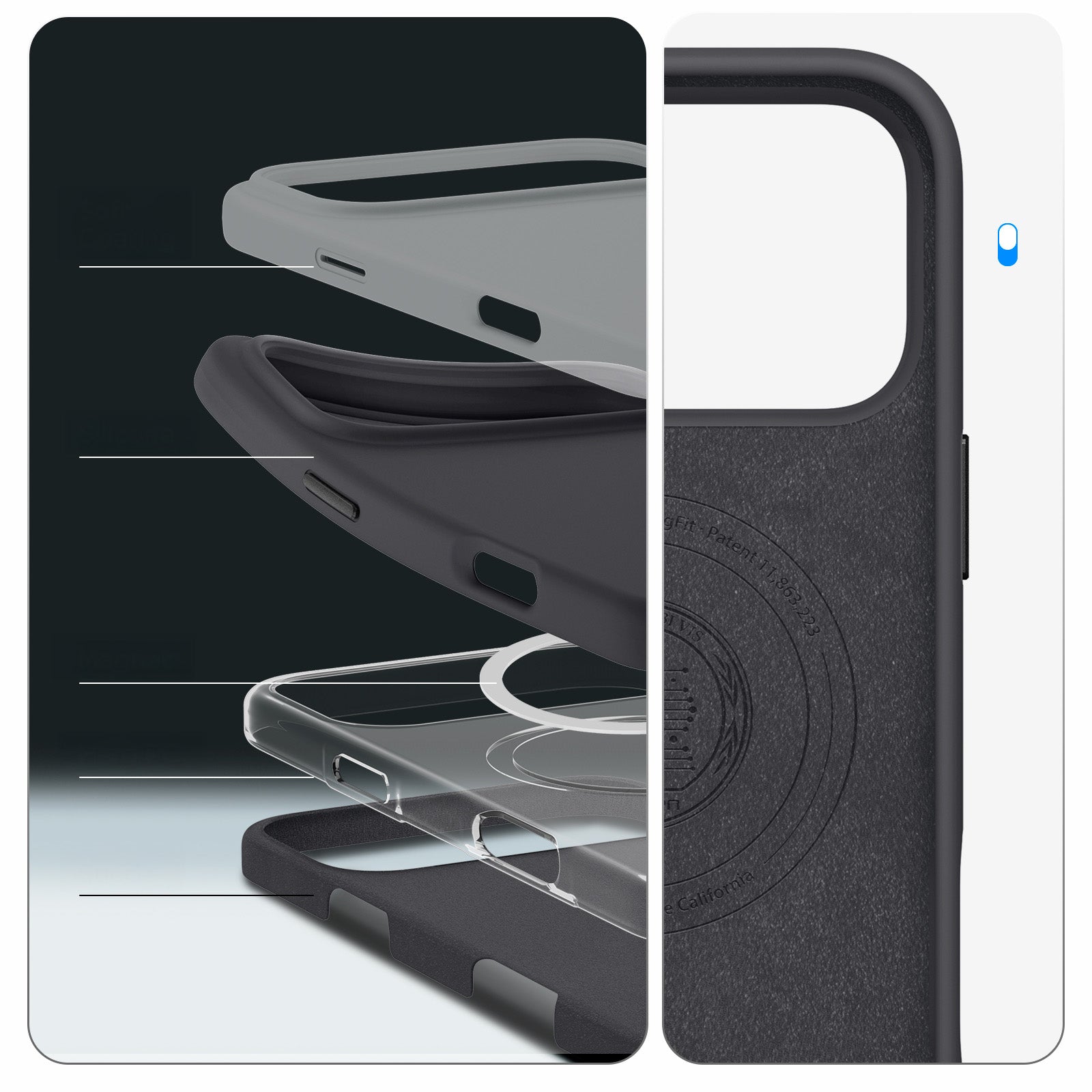 Handyhülle für iPhone 17 Pro, Spigen Silicone Fit Mag mit MagSafe, Schwarz