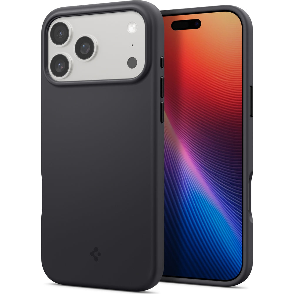 Handyhülle für iPhone 17 Pro, Spigen Silicone Fit Mag mit MagSafe, Schwarz