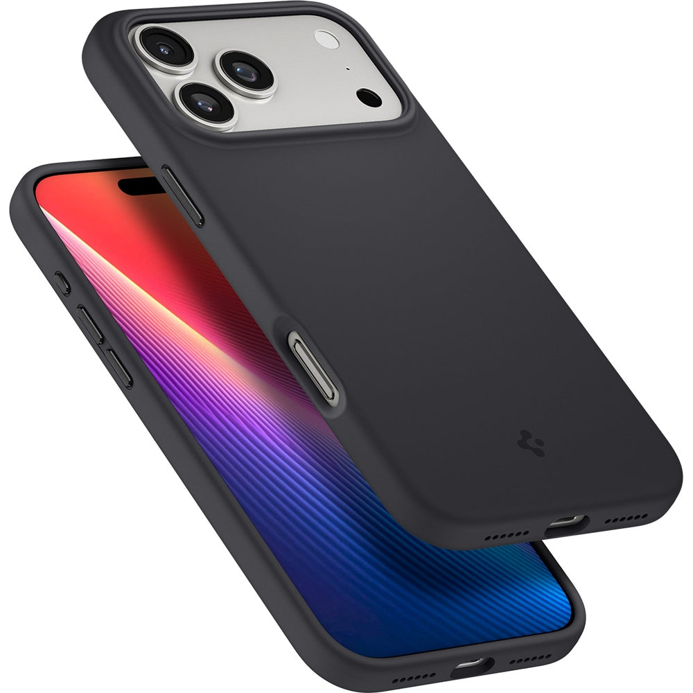 Handyhülle für iPhone 17 Pro, Spigen Silicone Fit Mag mit MagSafe, Schwarz