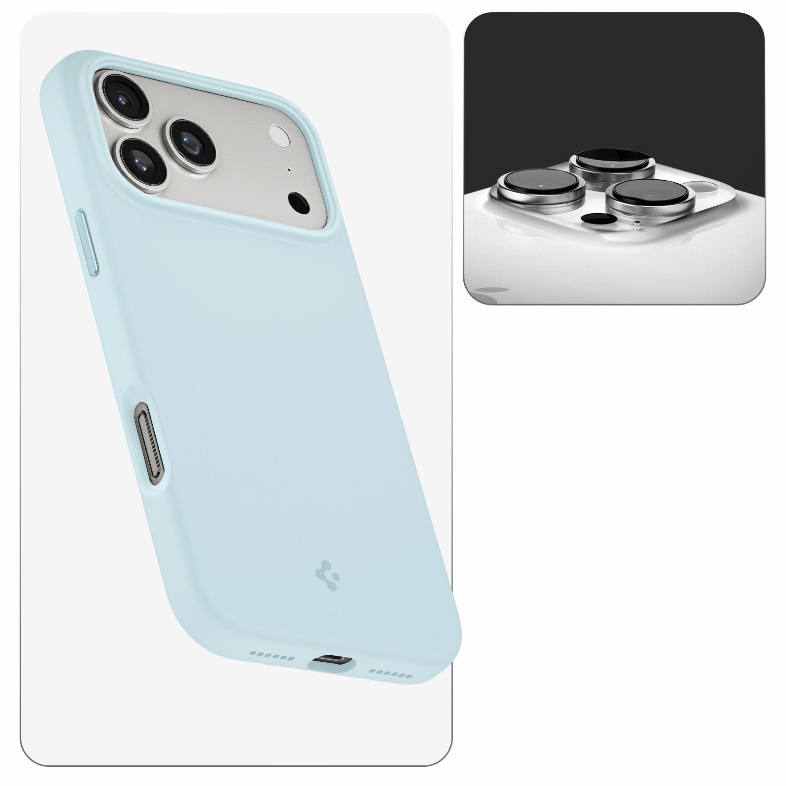 Handyhülle für iPhone 17 Pro Max, Spigen Silicone Fit Mag mit MagSafe, Hellblau
