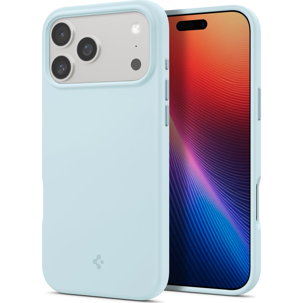 Handyhülle für iPhone 17 Pro Max, Spigen Silicone Fit Mag mit MagSafe, Hellblau