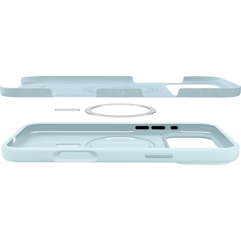 Handyhülle für iPhone 17 Pro Max, Spigen Silicone Fit Mag mit MagSafe, Hellblau