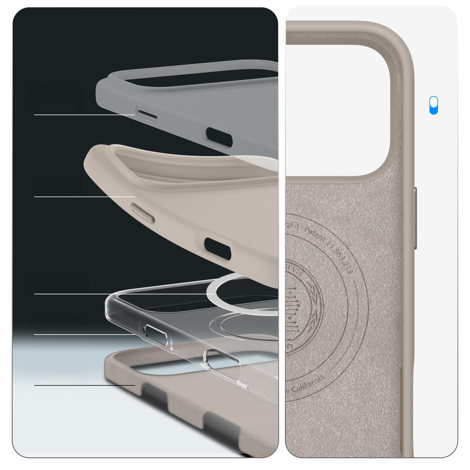 Handyhülle für iPhone 17 Pro Max, Spigen Silicone Fit Mag mit MagSafe, Beige